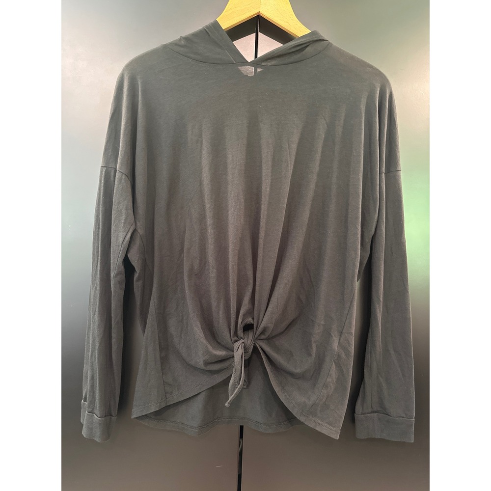 Beyond Yoga Black 100% Pima Cotton All Tied Up Front Tie Knot Pullover Hoodie XS